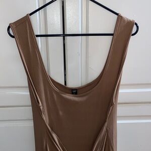 SHEIN Elegant Backless Brown Dress